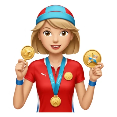 taylor swith picking running a marathon with gold medal sticker