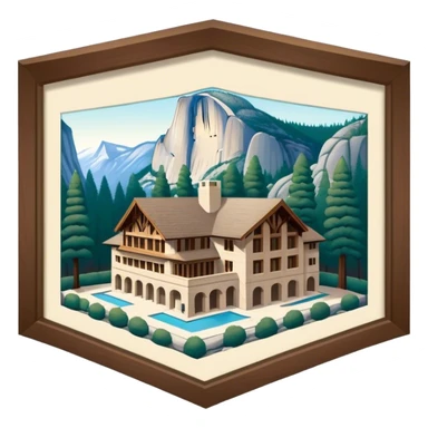 The Ahwahnee Lodge, Yosemite national park, isometric exterior view  sticker