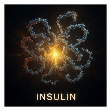 insulin represented as a symbol of energy, hyper realistic 4K style, molecular details, luminous effects sticker