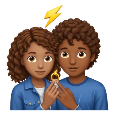 a 15 year old girl with brown curly hair but she has lightnings in it with a brown haired boy who gave her a promise ring sticker