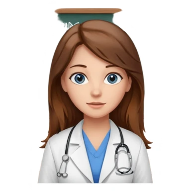 inside a classroom at university that says nursing school on the board with a pretty female nursing student with long brown hair, blue eyes sticker