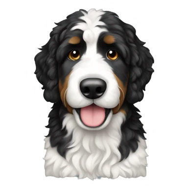 tall black and white f1 bernedoodle  sticker