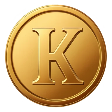 apple style emoji of a gold coin with the letter K on it sticker