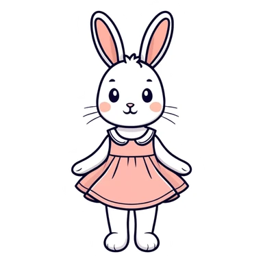 Bunny with dress sticker