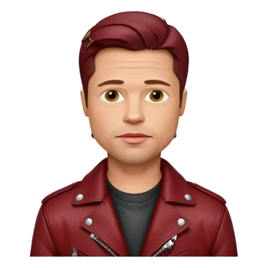 Brad Pitt, wearing dark red leather jacket sticker