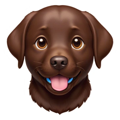 Cinematic Comical Chocolate Labrador Portrait Emoji, Head tilted dramatically with an exaggeratedly amused expression, featuring a glossy chocolate Fur with a rich, radiant finish, wide, expressive brown eyes filled with playful disbelief, Simplified yet hilariously expressive features, highly detailed, glowing with a slightly sassy glow, high shine, dramatic yet playful, stylized with an air of cheeky mischief, bright and endearing, soft glowing outline, capturing the essence of a spirited and over-the-top companion, so meme-worthy it feels like it could side-eye its way into internet fame instantly! sticker