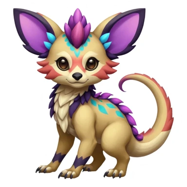 Rare realistic exotic cute epic pretty beautiful handsome gorgeous aesthetic colorful vibrant Vernid-Protogen-Primagen-Wickerbeast-species-Fakemon-creature by LiLaiRa, random markings, tufted ears, full body sticker