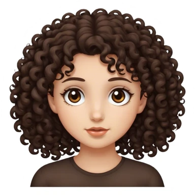 Curly haired girl with fair skin dark brown eyes and hair  sticker