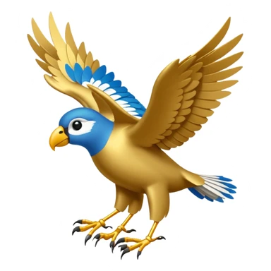 Un petit oiseau mécanique doré avec des ailes délicates et des rouages visibles. Il porte des parchemins enroulés attachés à ses pattes fines, survolant une ville en contrebas. sticker