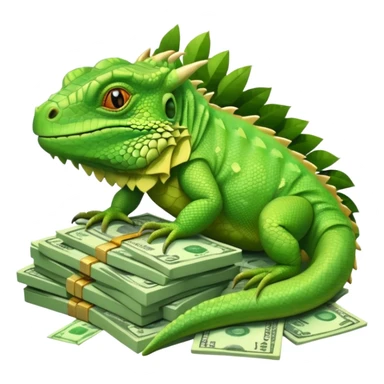 capitalist iguana lying in money sticker