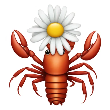 Crawfish holding a daisy sticker