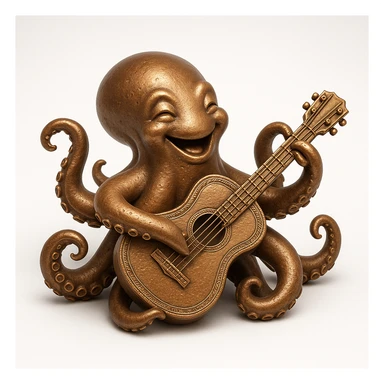 happy octopus with multiple arms playing guitar sticker