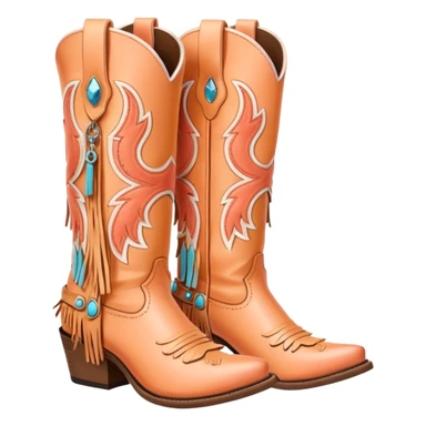 Peach colored cowgirl boots with fringe  sticker