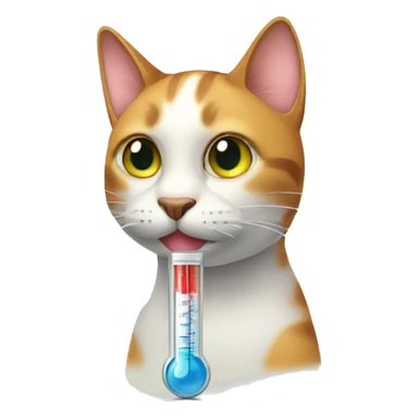 cat with thermometer  sticker