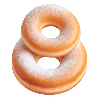 classic Berliner doughnut, round, golden-brown, dusted with powdered sugar, with a hint of jam filling visible sticker