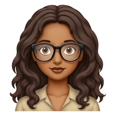 Chica morena pelo largo ondulado con gafas negras sticker