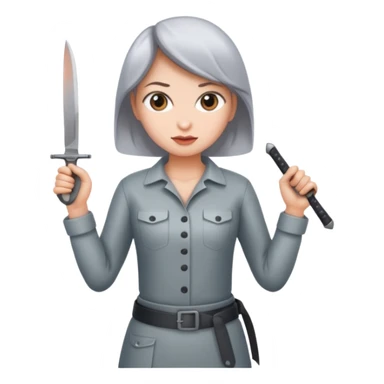 Women standing with a knife behind their back sticker