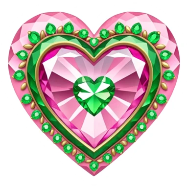 Pink and green jeweled heart sticker