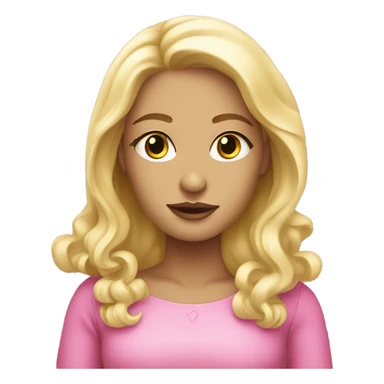 Esoteric blonde beautiful girl in pink sticker