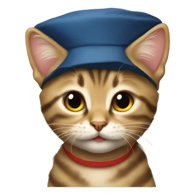 Tabby kitten wearing Russian hat sticker