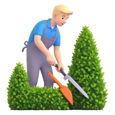 dedicated young white male gardener trimming bushes sticker