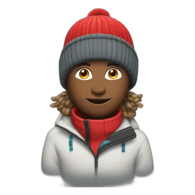skier wearing red bobble beany sticker