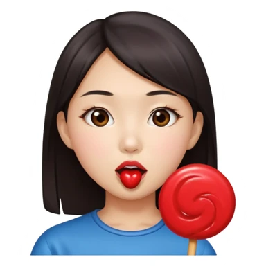a asian girl sucking a lollipop sticker