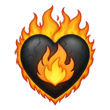 Black heart on fire sticker