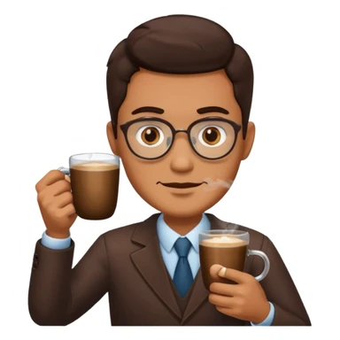 a man with two glasses of coffee sticker