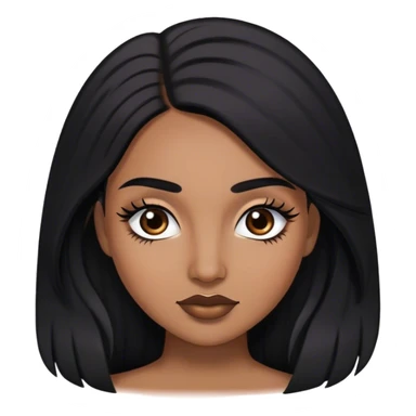 Woman with medium brown skin, medium arched dark brown eyebrows, full lashes,and long black hair sticker