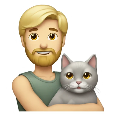 blonde bearded guy holding a Gray cat sticker