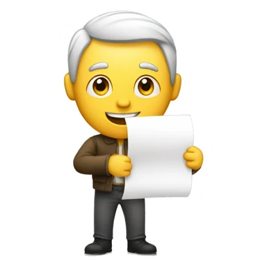 man showing a sheet of paper sticker