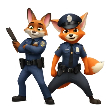 Zootopia cop fox and orange rabbit sticker
