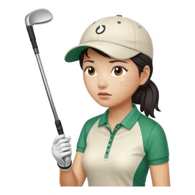 asian women golfer painful profile sticker
