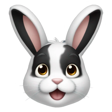 A male bunny with black fur and black human hair sticker