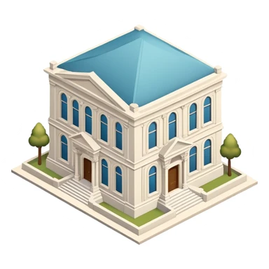 Art Museum exterior, isometric dollhouse-style, realistic sticker