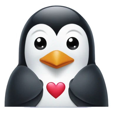 Penguin holding a heart sticker