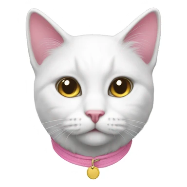 White cat with pink how sticker