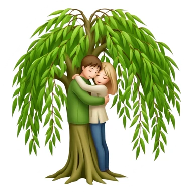 weeping willow tree with people hugging inside sticker