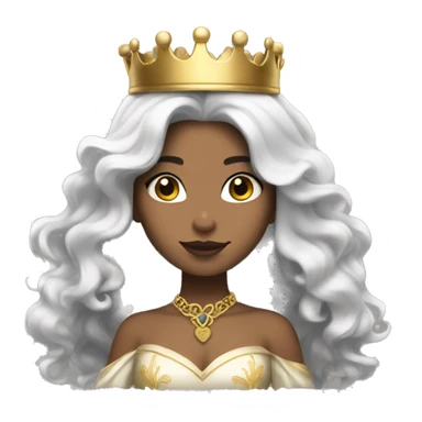princess with white skin and long black wavy hair and a golden crown  sticker