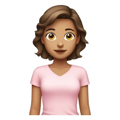 Teen girl with short brown hair brown eyes wearing a baby pink shirt and she also has tan skin sticker