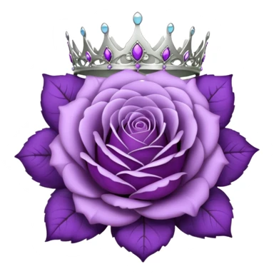 Purple rose flower, silver circle plaque with silver tiara sticker