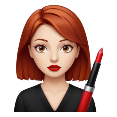 Auburn hair eyebrow slit red lipstick girl sticker
