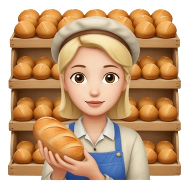 Shopper with small bread loaf,Farmers’ Market, background bakery shop, market. sticker