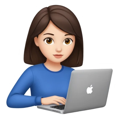 brunette girl with laptop sticker