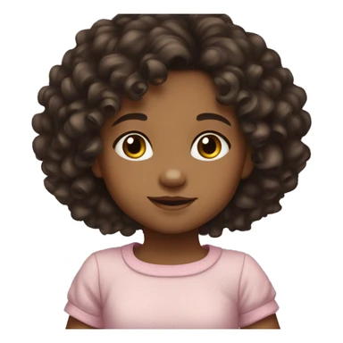 toddler girl dark curly hair medium skin tone sticker