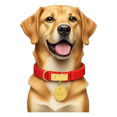 Red dog collar with a golden tag sticker
