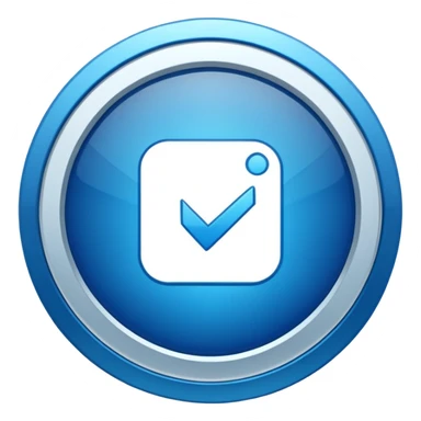 Badge certification insta en bleu  dans un rond et une fleche blache sticker