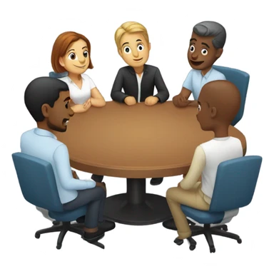 6 people sitting at a round table sticker