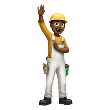 White painter with rush raised hand sticker